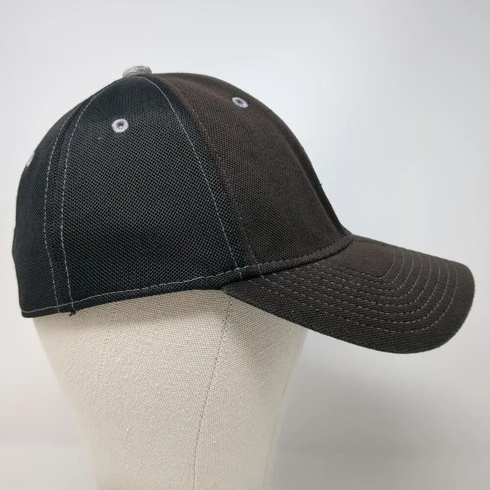 Adidas Baseball Cap Black One Size Fitted Stretch Fit Climalite Logo Hat